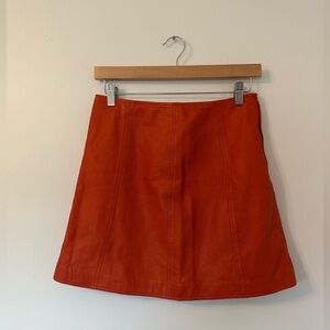Vintage Gianni Versace 100% Leather Orange Mini Skirt